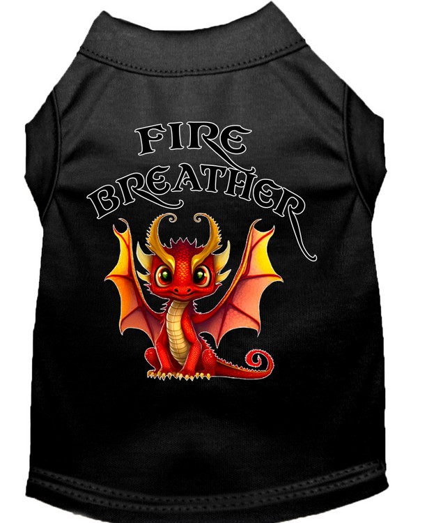 Fire Breather Dragon Screen Print Dog Shirt Black XS (8)